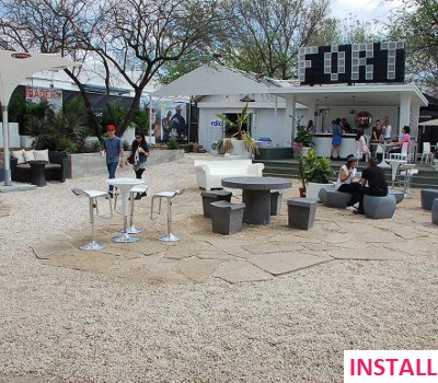 After photo: Pink Landscapes design plan for music event landscaping gig. 