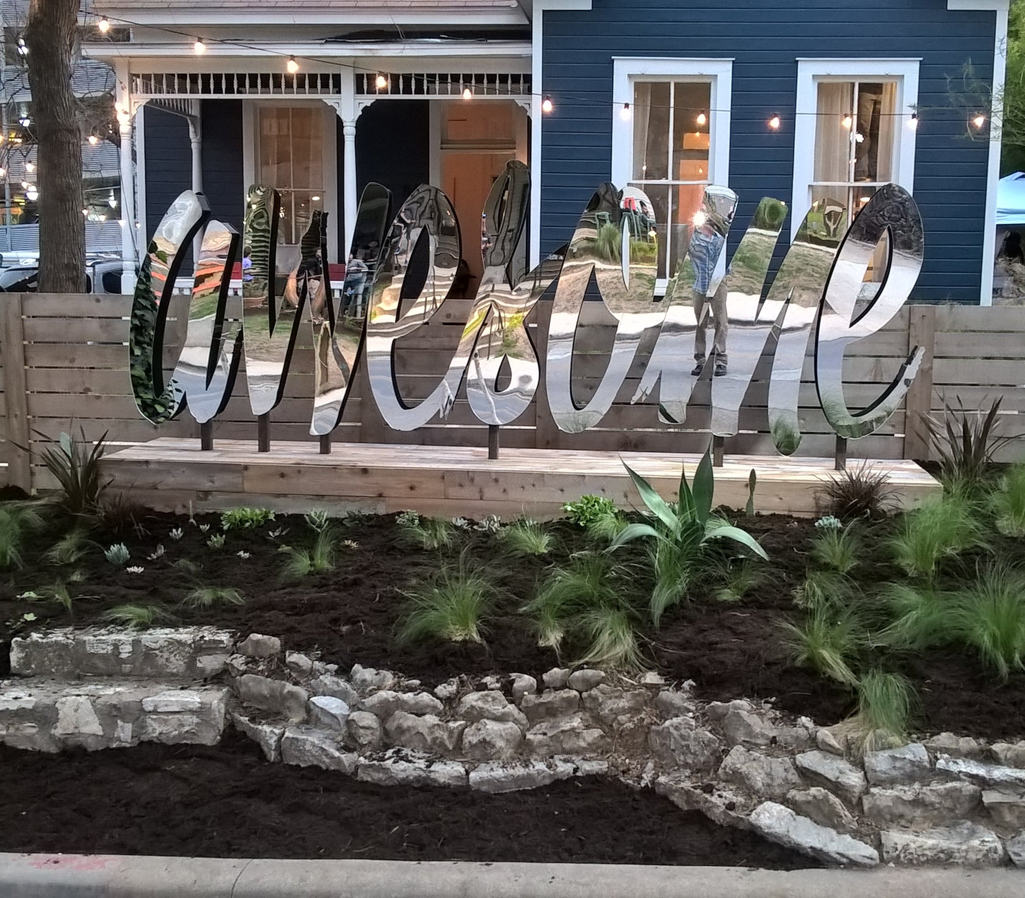 Pink Landscapes at Rainey Street Austin, Texas Awesome event install