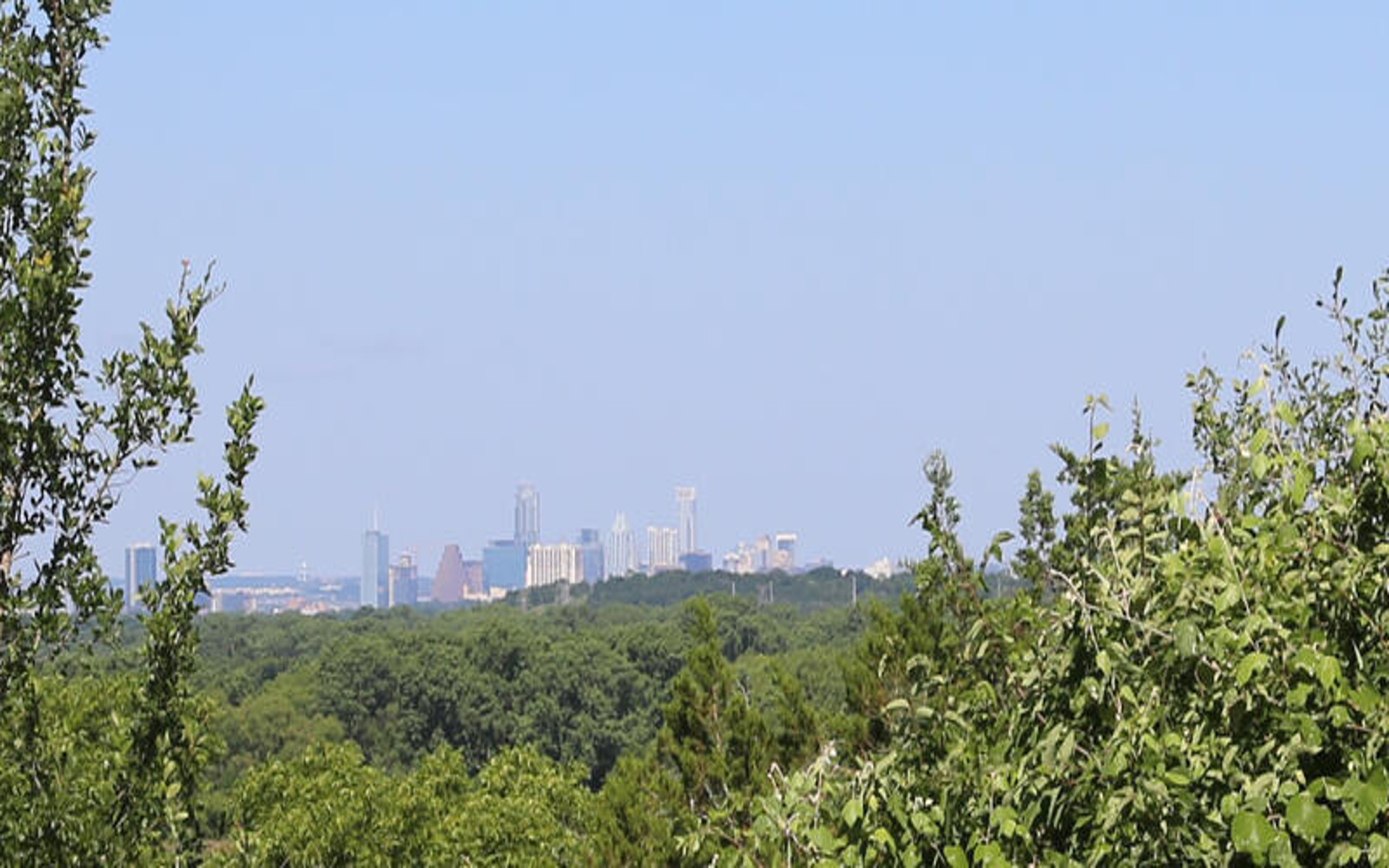 view of downtown austin, tx from trevino park
